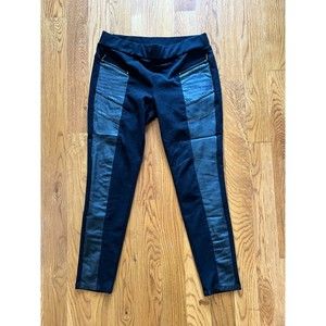 Worthington Pants with front pleather accent stripe & zip pockets- Size L